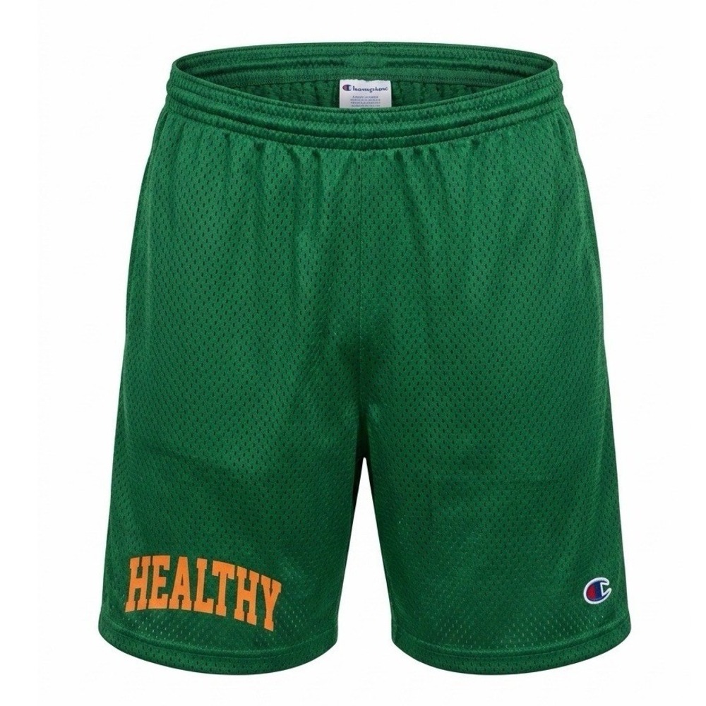 Larry June X Midnight Champion Mens Healthy Mesh Shorts Green Orange Small S